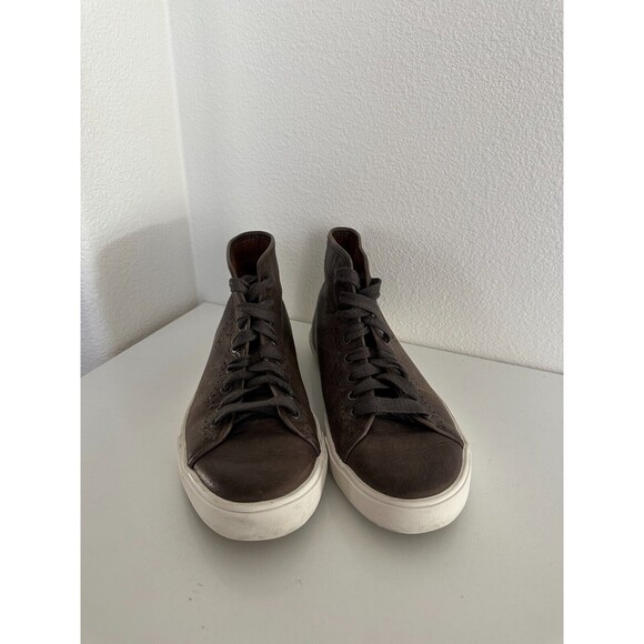 FRYE Men\'s Hi Top Leather Sneakers Brown Perforation Classic Lace Up Size 8.5 main image 11